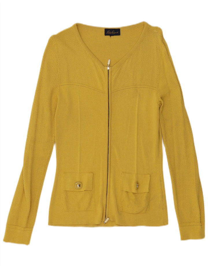 Luisa Spagnoli Damen Strickjacke Pullover UK 14 Mittelgelb