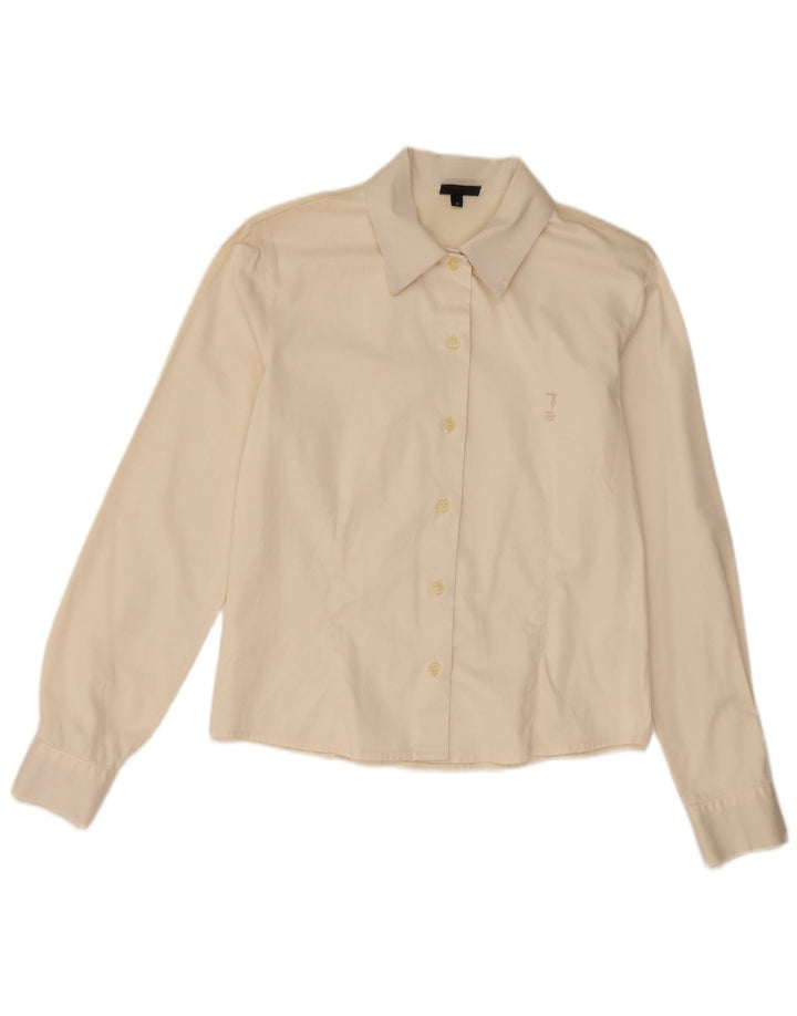Trussardi Damenhemd UK 10 Small Beige Baumwolle
