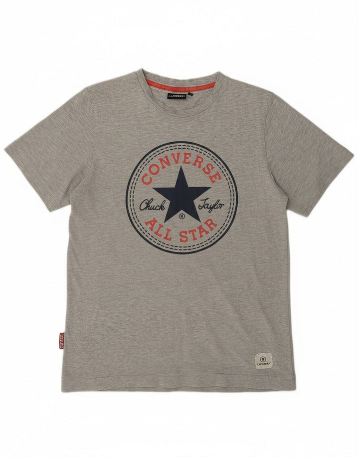 CONVERSE Mens Graphic T-Shirt Top Small Grey Flecked Cotton