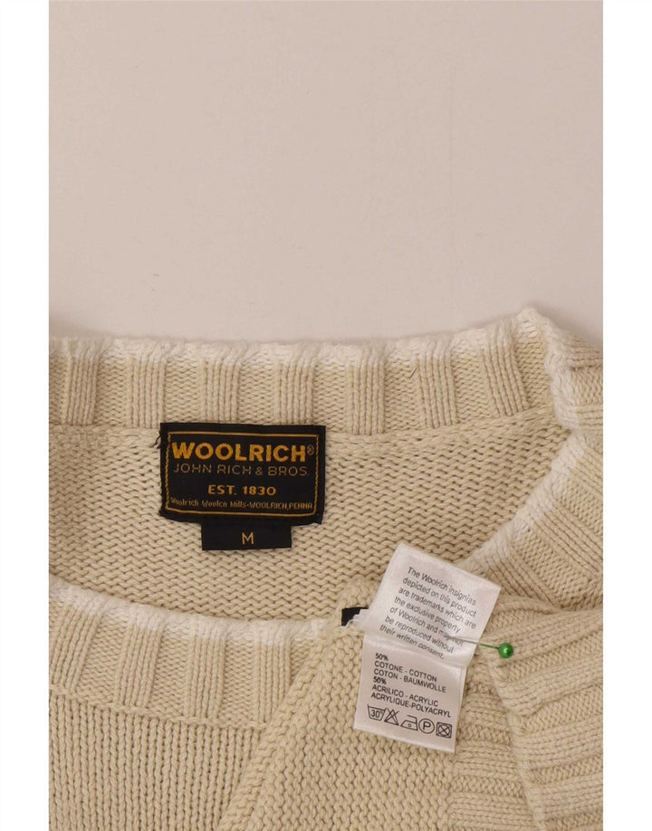 Woolrich Herren-Pullover mit grafischem U-Boot-Ausschnitt, mittelgroß, cremefarben gestreift