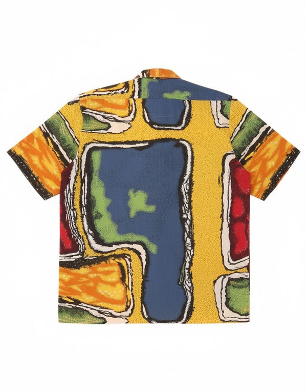 Vintage Herren-Kurzarmhemd, Größe 41/42, groß, mehrfarbig, Farbblock