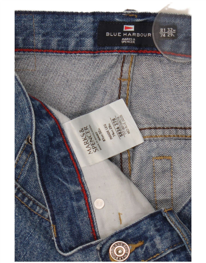 Marks & Spencer Herren Blue Harbor Straight Jeans W32 L29 Blaue Baumwolle