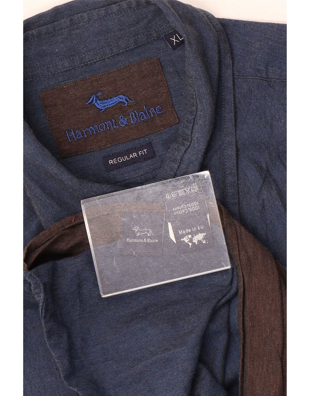 Harmont & Blaine Herren-Hemd, reguläre Passform, XL, Marineblau, Baumwolle