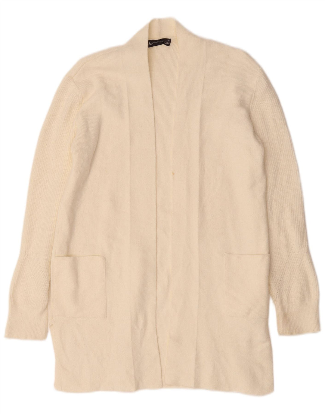 Marks & Spencer Damen Longline-Cardigan-Pullover UK 12 Medium Off White