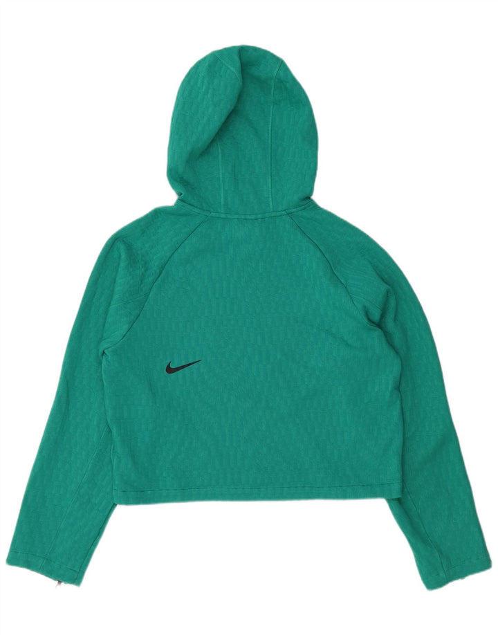 NIKE Womens Crop Oversized Hoodie Pullover UK 10 Small Grün Polyester