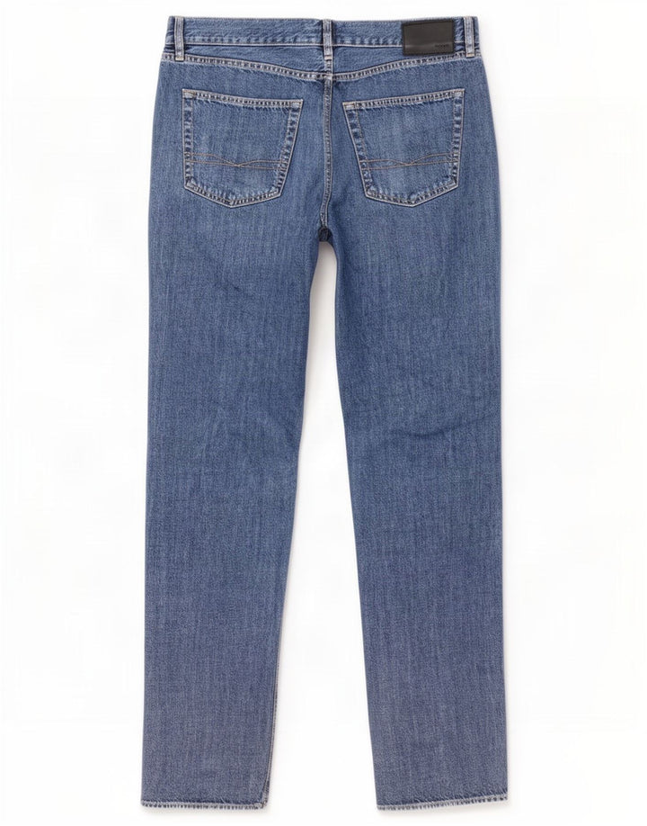 Hugo Boss Herren Straight Jeans W36 L34 Blaue Baumwolle
