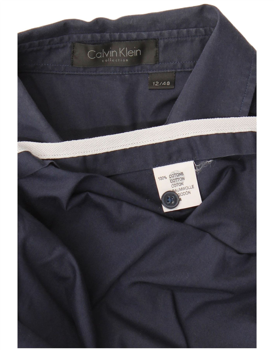 Calvin Klein Damenhemd US 12 Large Marineblau Baumwolle
