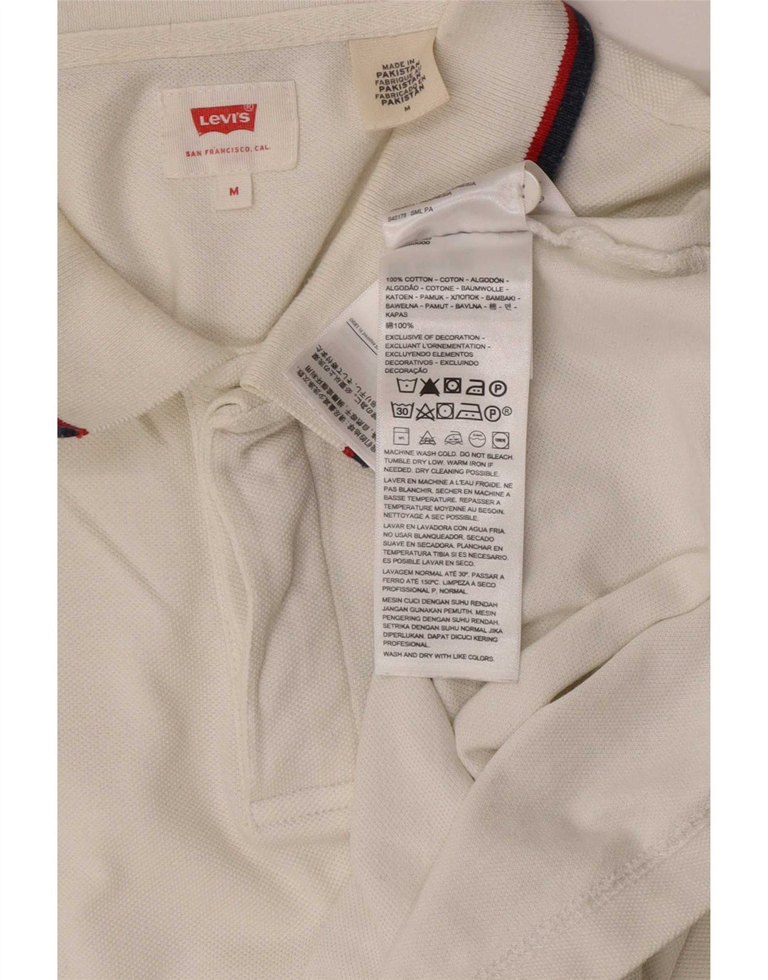 Levi's Herren-Poloshirt aus mittelweiß gestreifter Baumwolle