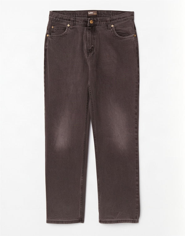 Lee Herren Brooklyn Straight Jeans W33 L31 Schwarze Baumwolle