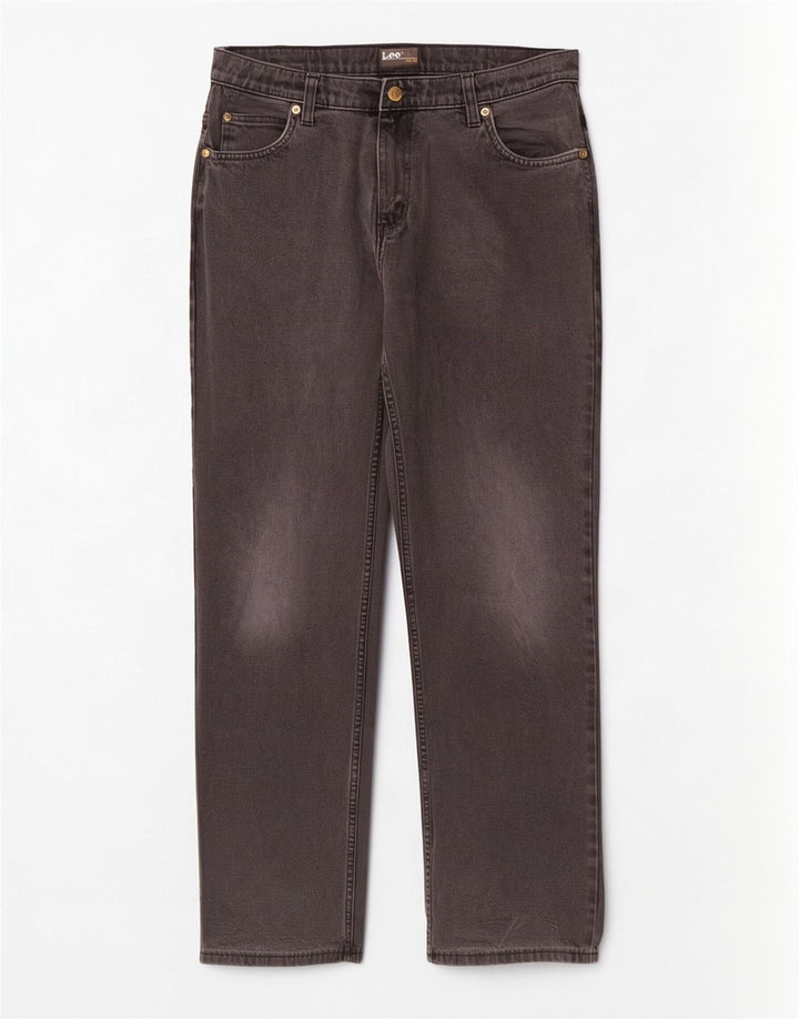 Lee Herren Brooklyn Straight Jeans W33 L31 Schwarze Baumwolle