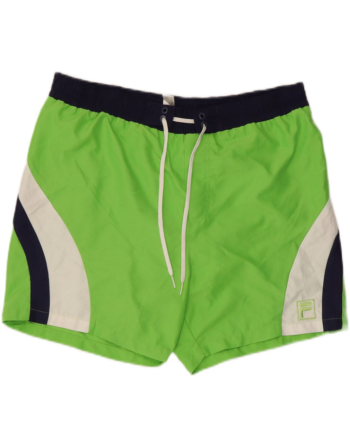 Fila Herren-Badeshorts aus mittelgrünem Colourblock-Polyester