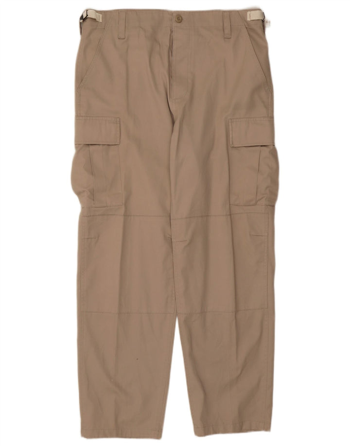 Vintage Mens Straight Cargo Trousers W36 L29 Beige
