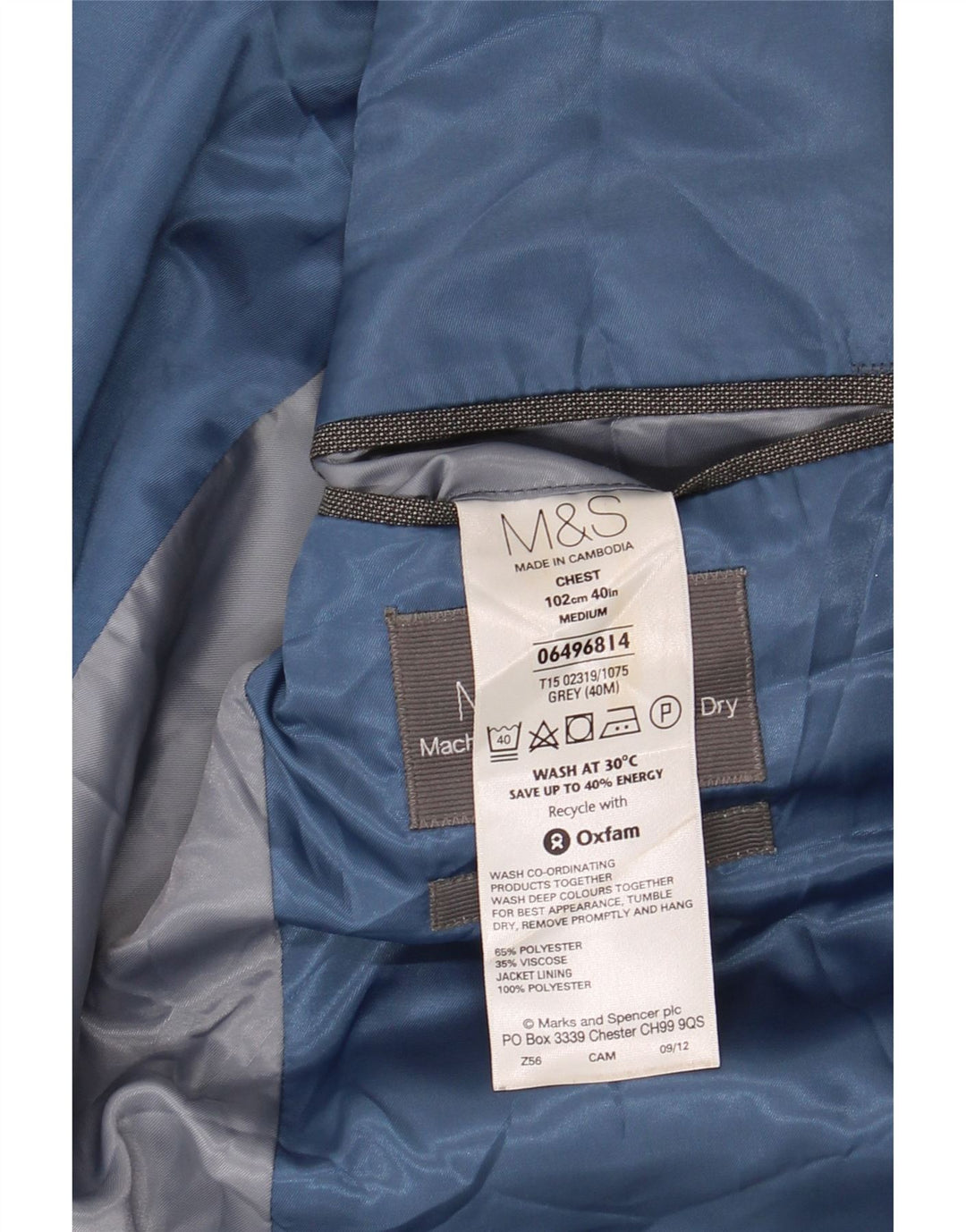 Marks & Spencer Herren-Blazer mit 2 Knöpfen, UK 40, Mittelgrau, Polyester
