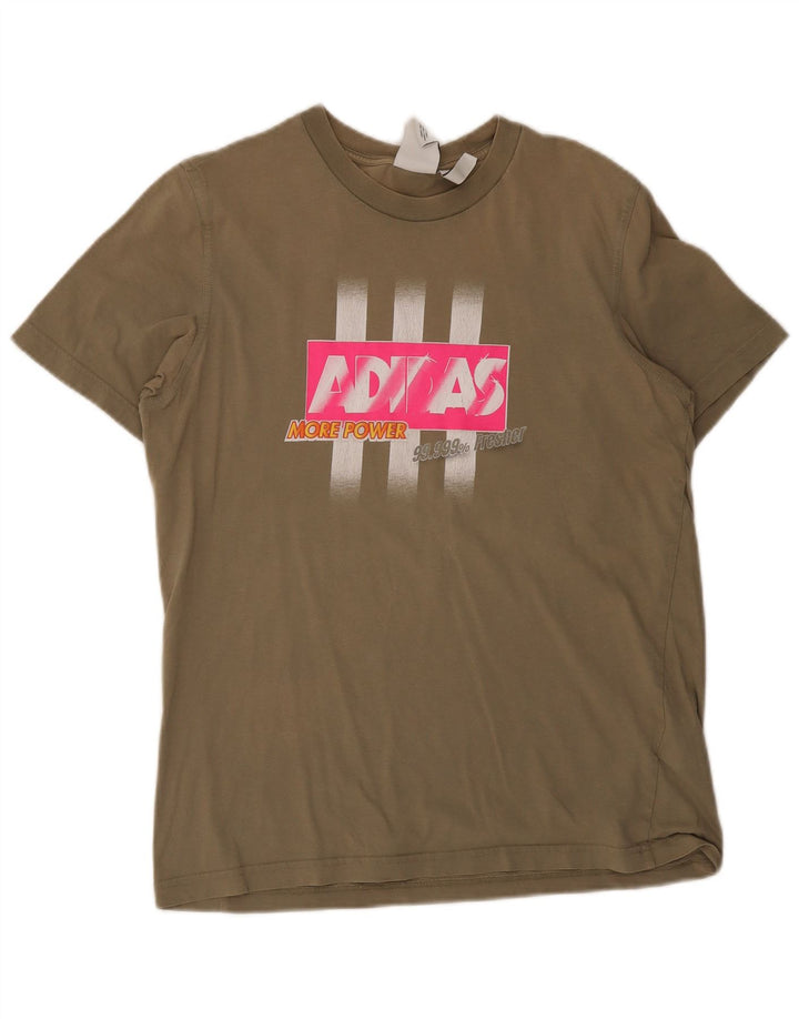 Adidas Herren Grafik-T-Shirt-Oberteil aus mittlerer Khaki-Baumwolle