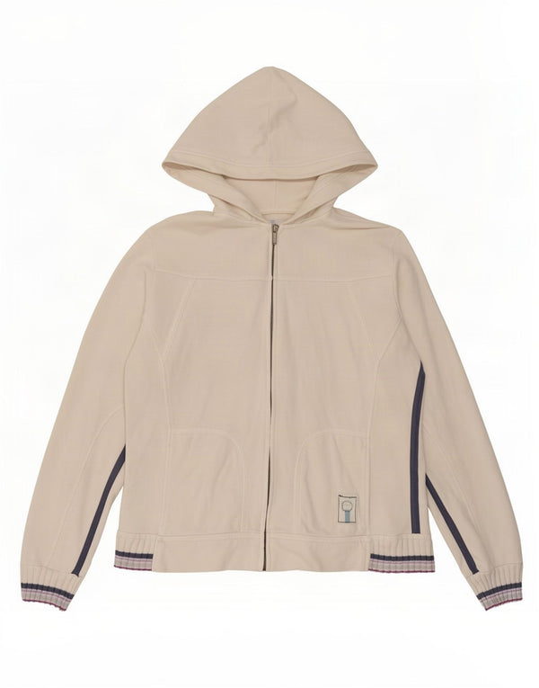 Champion Damen Easy Fit Zip Hoodie Pullover UK 14 Large Weiße Baumwolle