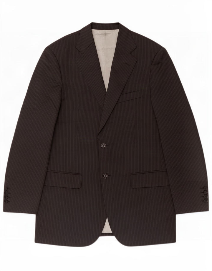 Marks & Spencer Herren-Blazer mit 2 Knöpfen, Gr. 38, Mittelschwarz, Nadelstreifen