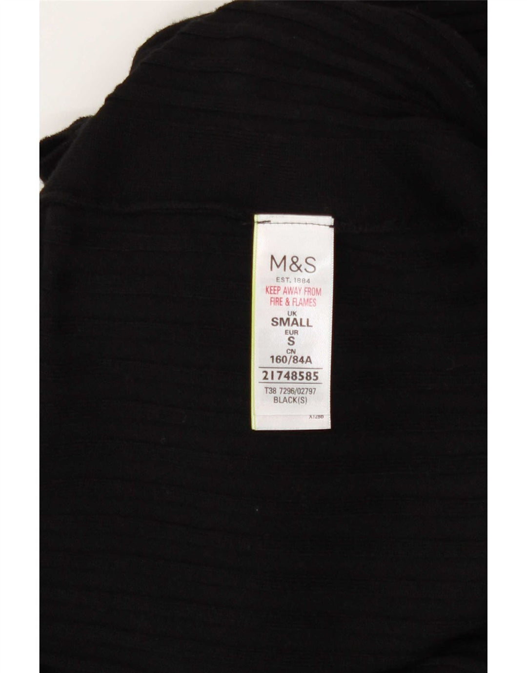 Marks & Spencer Damen Longline Open Cardigan Pullover UK 10 Small Schwarz