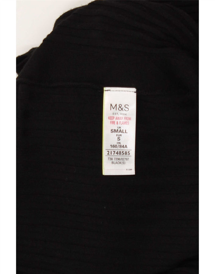 Marks & Spencer Damen Longline Open Cardigan Pullover UK 10 Small Schwarz