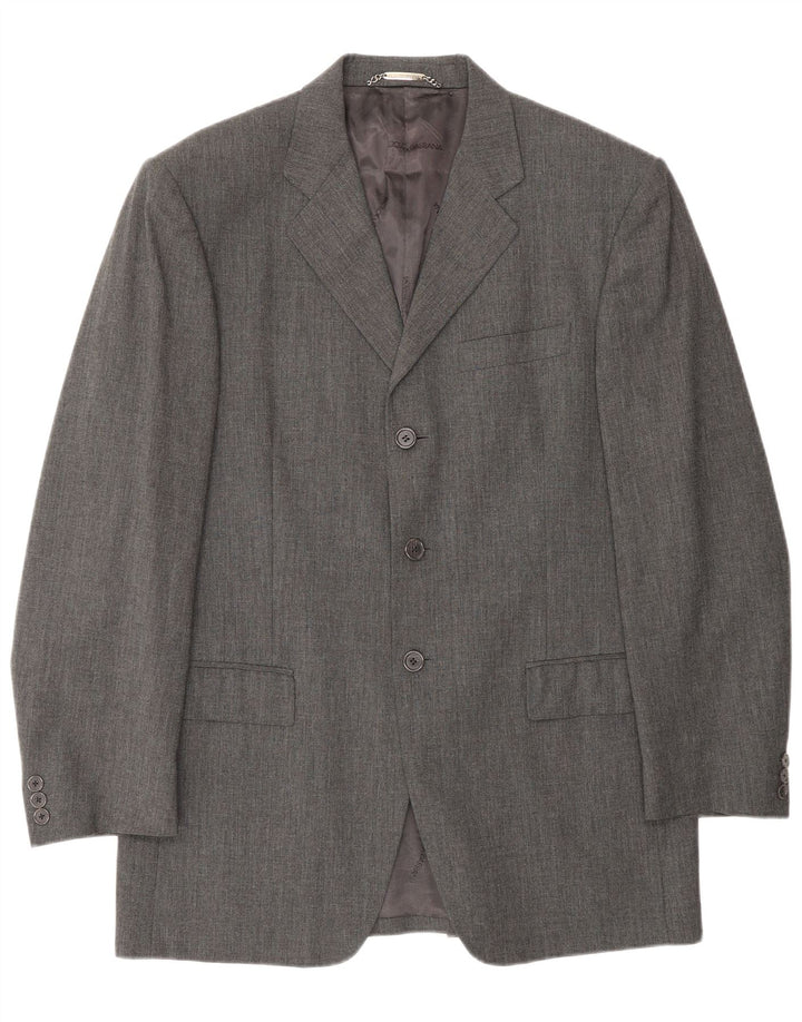 Dolce & Gabbana Herren-Blazerjacke mit 3 Knöpfen, IT 50, große graue Viskose