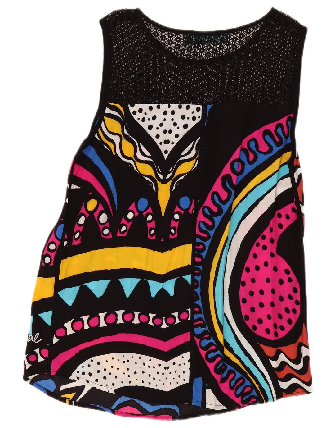 Desigual Womens Graphic Tunic Top UK 14 Medium Mehrfarbig Geometrisch