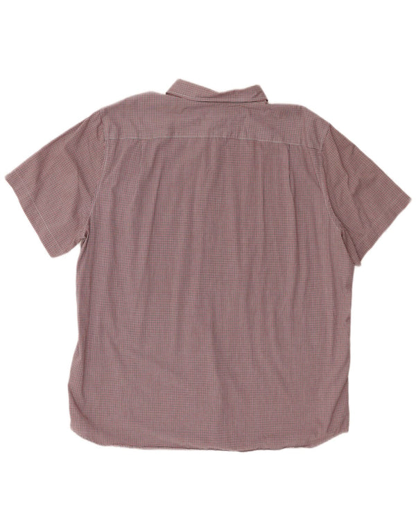 Lacoste Herren-Hemd, kurzärmelig, reguläre Passform, 2XL, rotes Gingham-Baumwolle