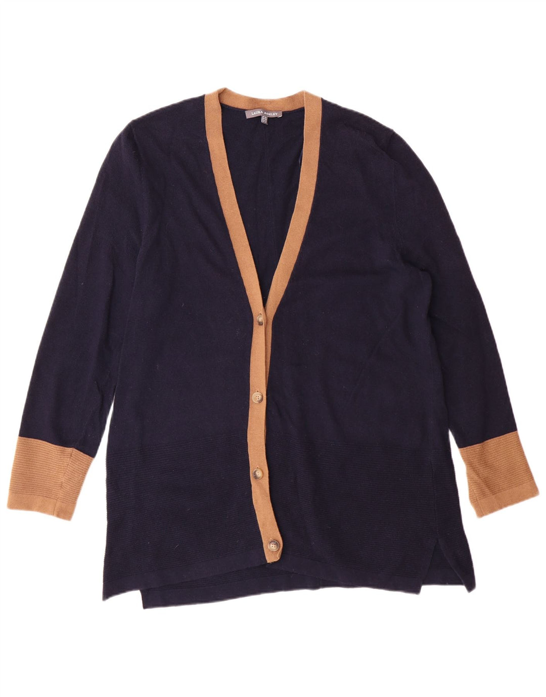 Laura Ashley Damen-Cardigan-Pullover UK 14 Große marineblaue Baumwolle