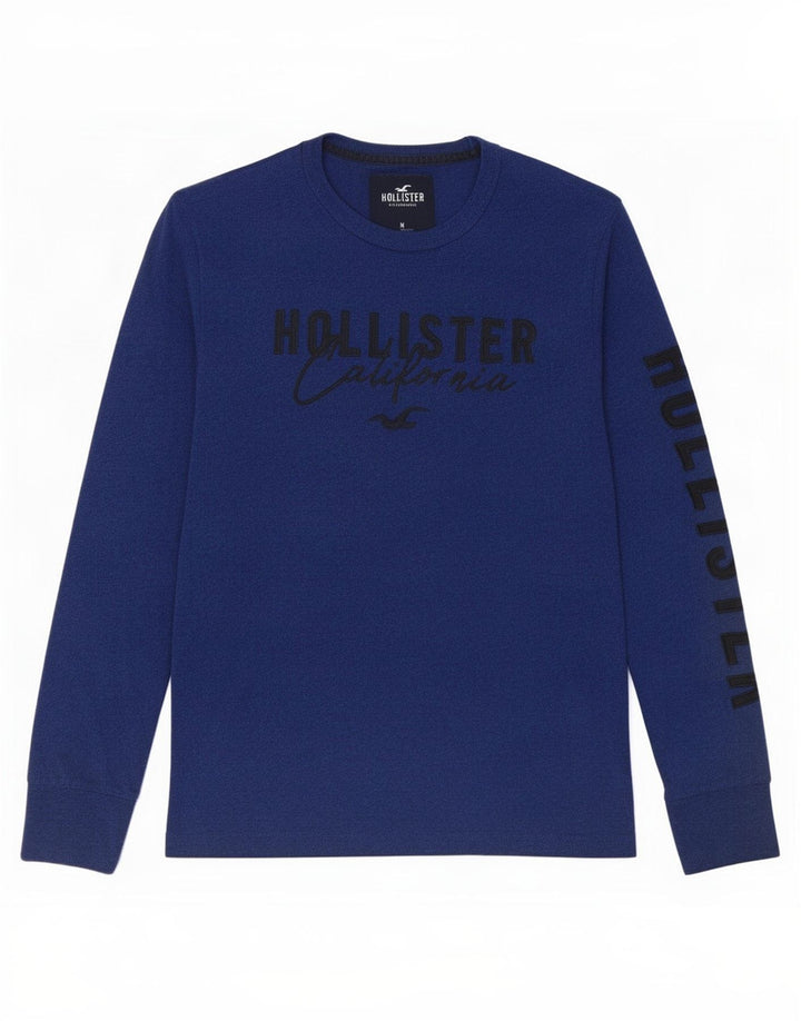 Hollister Herren-Grafikoberteil mit langen Ärmeln, mittelmarineblau meliert