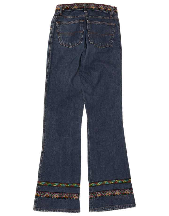 ESISTO Damen Bootcut Jeans IT 44 Medium W30 L34 Blaue geometrische Baumwolle