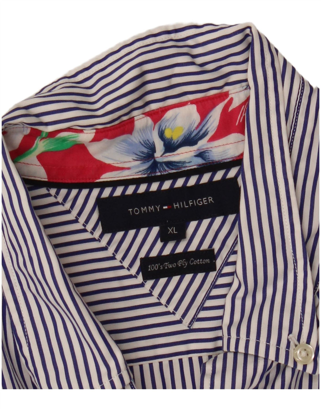 Tommy Hilfiger Herrenhemd XL blau gestreift aus Baumwolle
