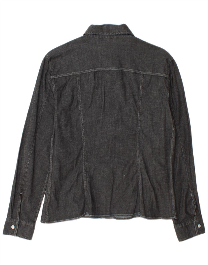 Trussardi Jeans Damenhemd UK 16 Large Graue Baumwolle