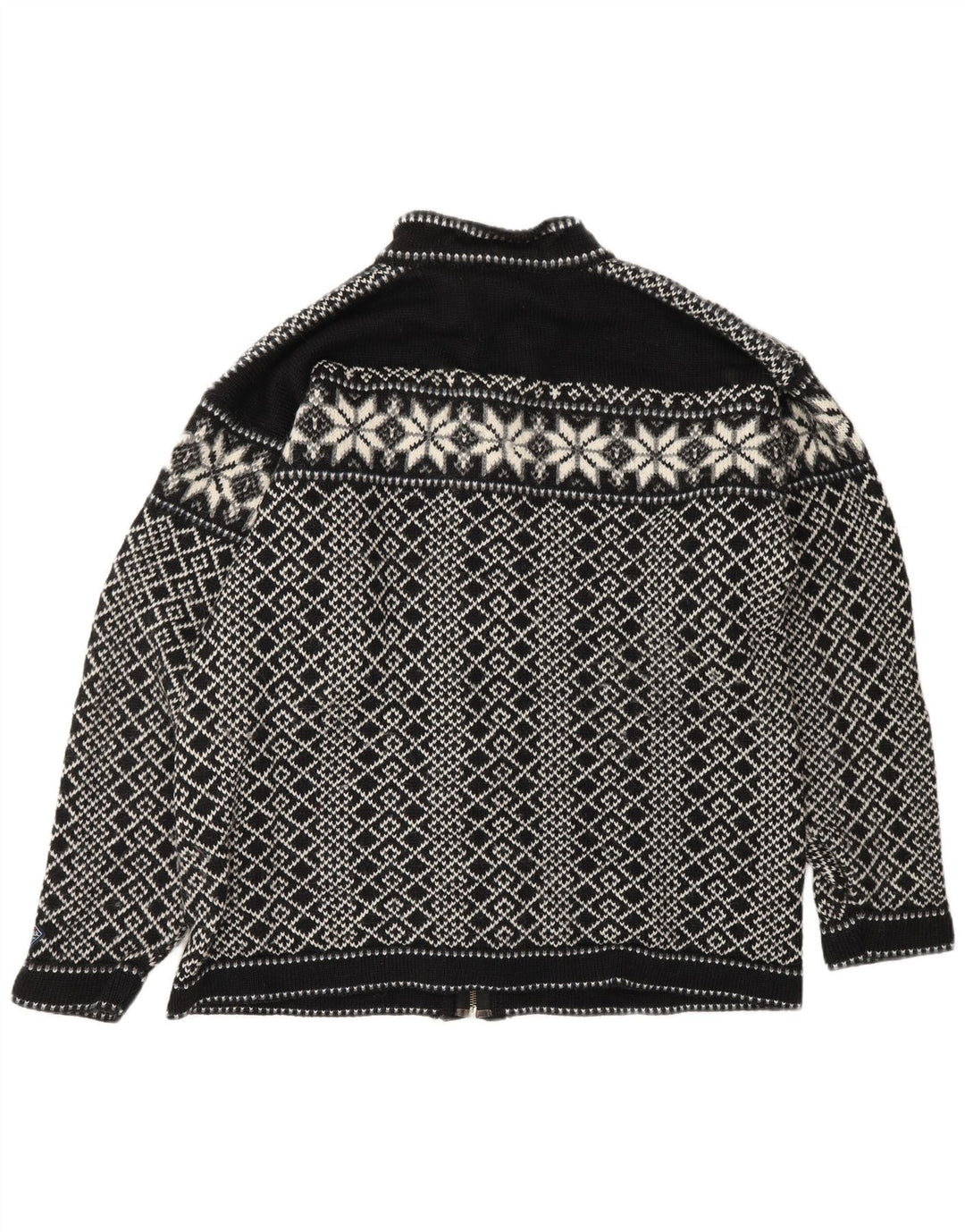 VINTAGE Herren-Cardigan-Pullover, groß, Schwarz, Fair Isle