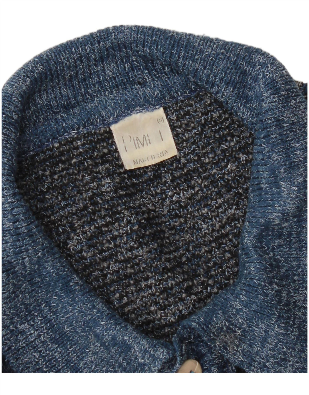 Vintage Herren Rollkragenpullover Mittelblau Geometrisch