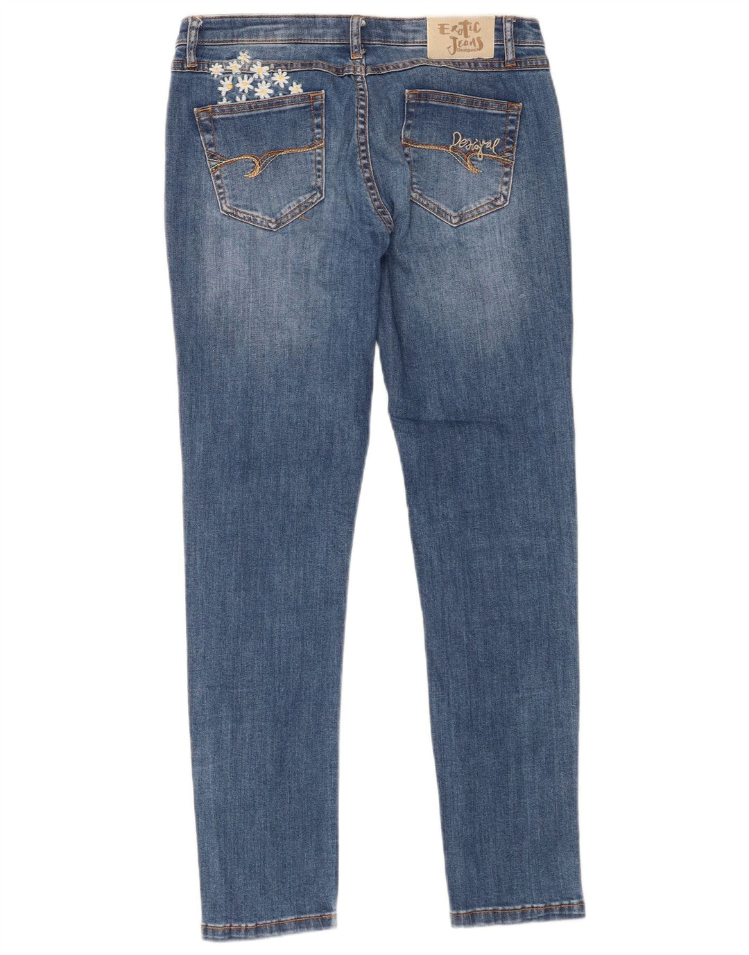 Desigual Damen Slim Jeans W30 L28 Blau geblümt