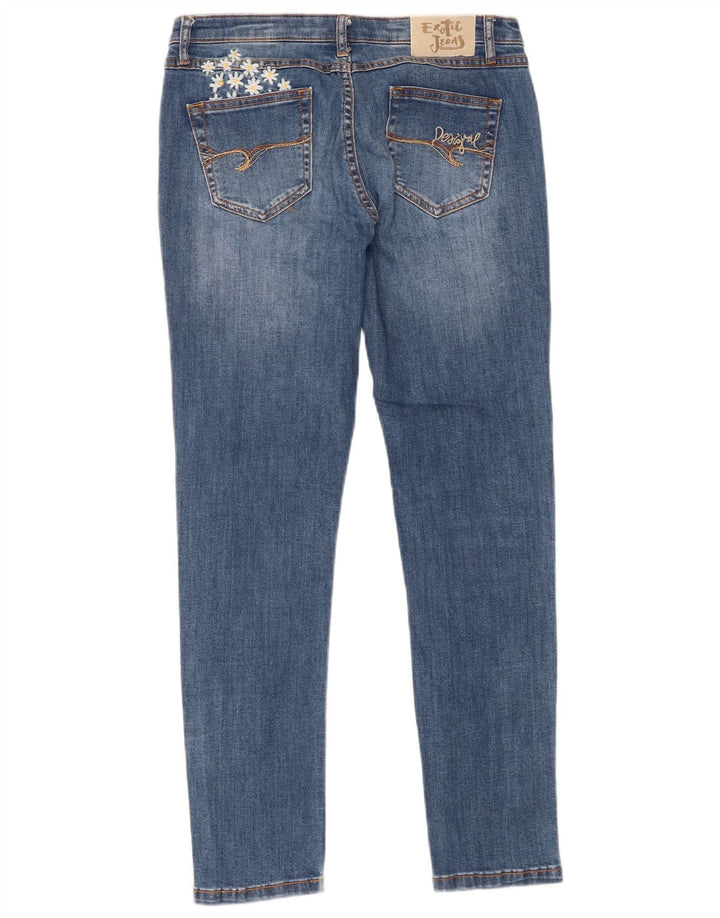 Desigual Damen Slim Jeans W30 L28 Blau geblümt