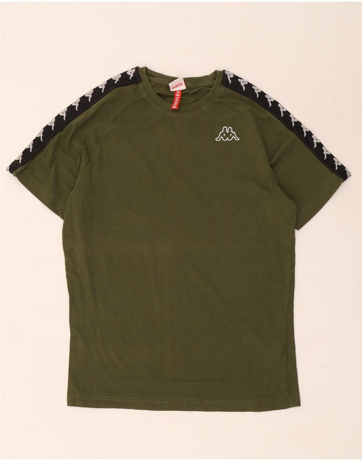 Kappa Herren Grafik-T-Shirt-Oberteil aus mittelgrüner Colourblock-Baumwolle