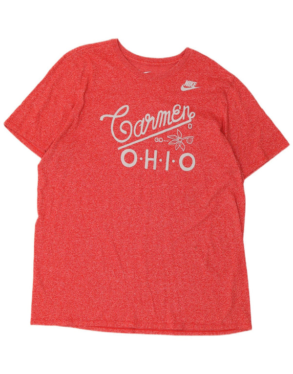 Nike Herren Ohio Regular Fit Grafik T-Shirt Top 2XL Rot Baumwolle