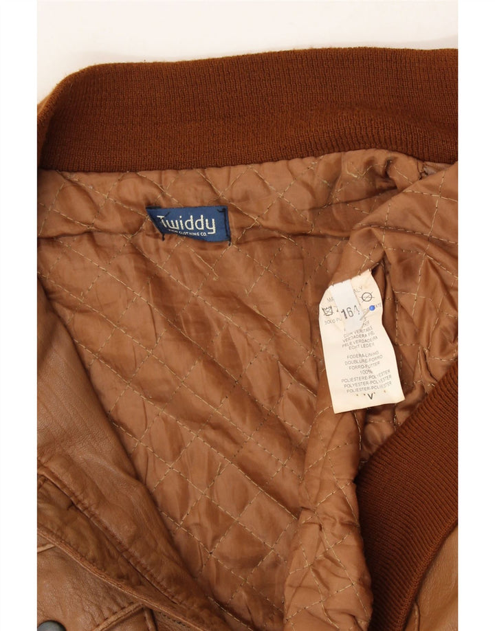 TWIDDY Girls Leather Jacket 13-14 Years  Brown Leather Vintage Twiddy and Second-Hand Twiddy from Messina Hembry 