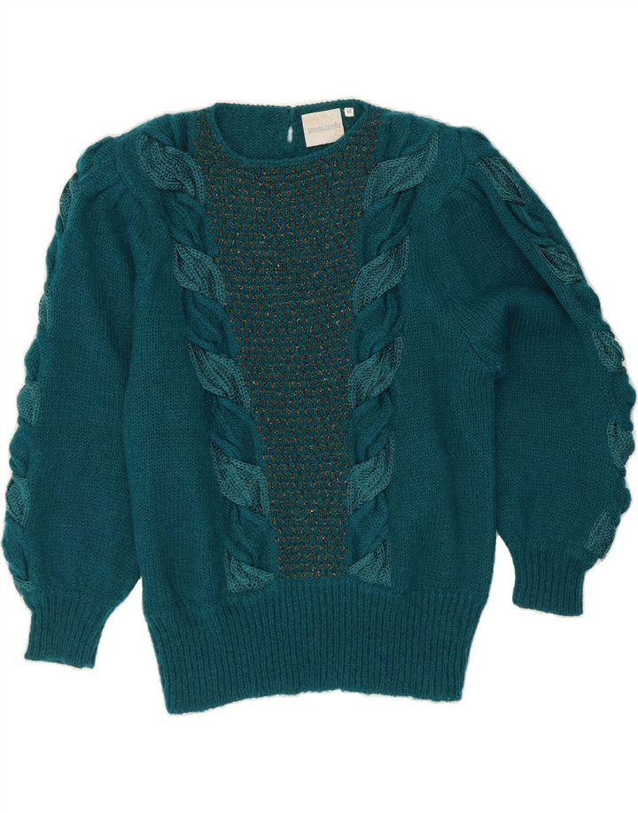 NUOVA MODA Womens Boat Neck Jumper Sweater IT 44 Medium Green Polyacrylic Vintage Nuova Moda and Second-Hand Nuova Moda from Messina Hembry 