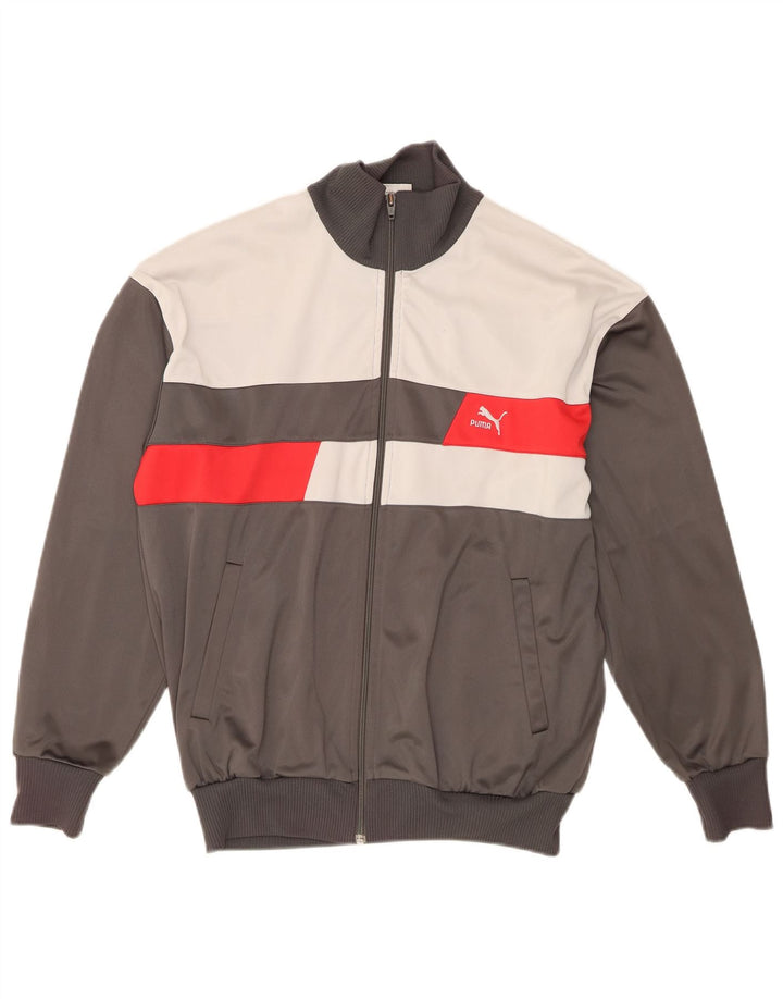 Puma Herren-Trainingsanzugoberjacke aus mittelgrauem Colourblock-Polyester