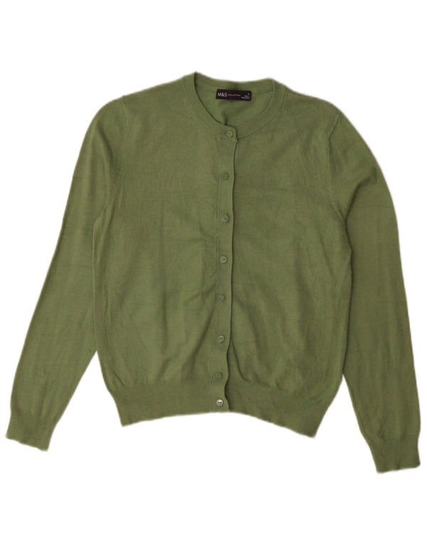 Marks & Spencer Damen-Cardigan-Pullover UK 12 Mittelgrüne Viskose