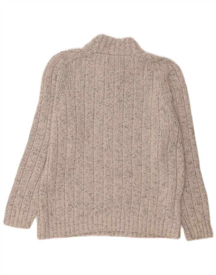 Marks & Spencer Herren-Pullover mit Reißverschluss am Hals, großes, grau meliertes Acryl