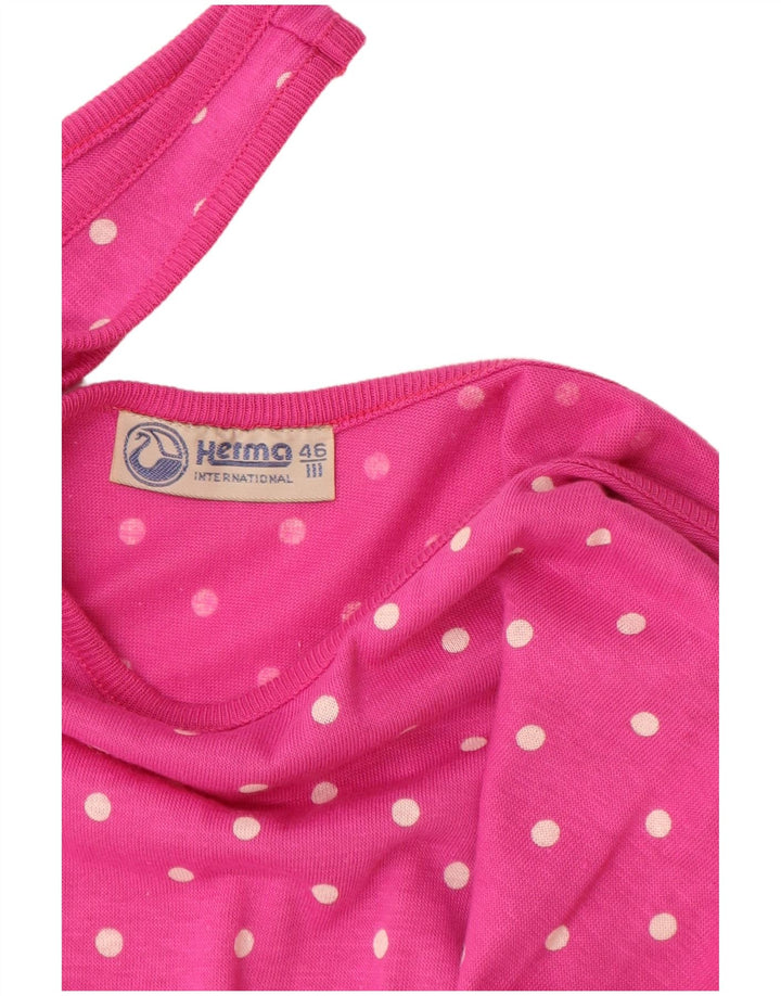 Vintage Damen Ärmelloser Playsuit IT 46 Große rosa gefleckte Baumwolle