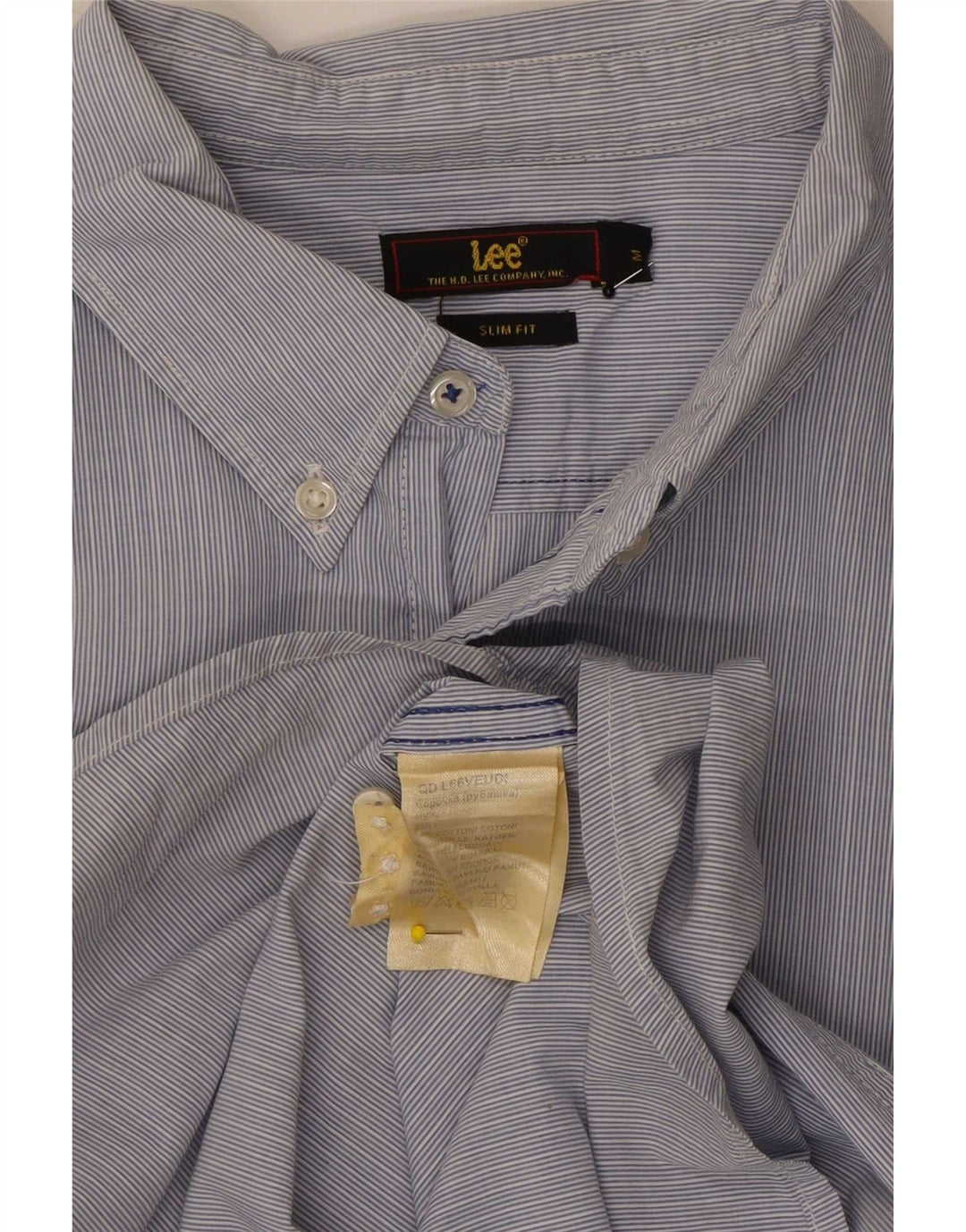 Lee Herren Slim-Fit-Hemd aus mittelblauer Nadelstreifen-Baumwolle