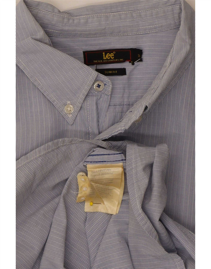 Lee Herren Slim-Fit-Hemd aus mittelblauer Nadelstreifen-Baumwolle