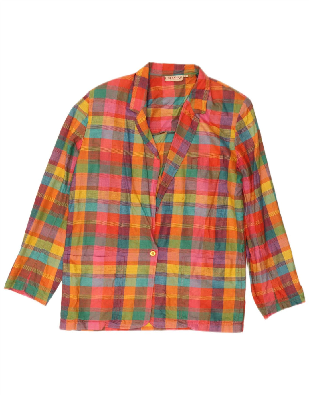 Express Damen-Blazer mit 1 Knopf, Gr. 10, klein, mehrfarbig, kariert