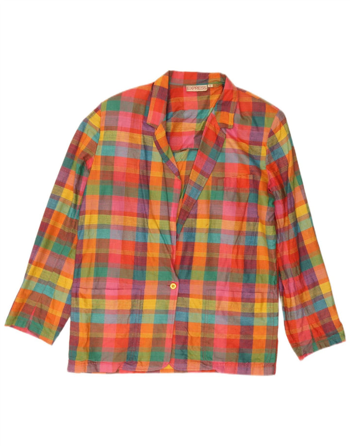 Express Damen-Blazer mit 1 Knopf, Gr. 10, klein, mehrfarbig, kariert