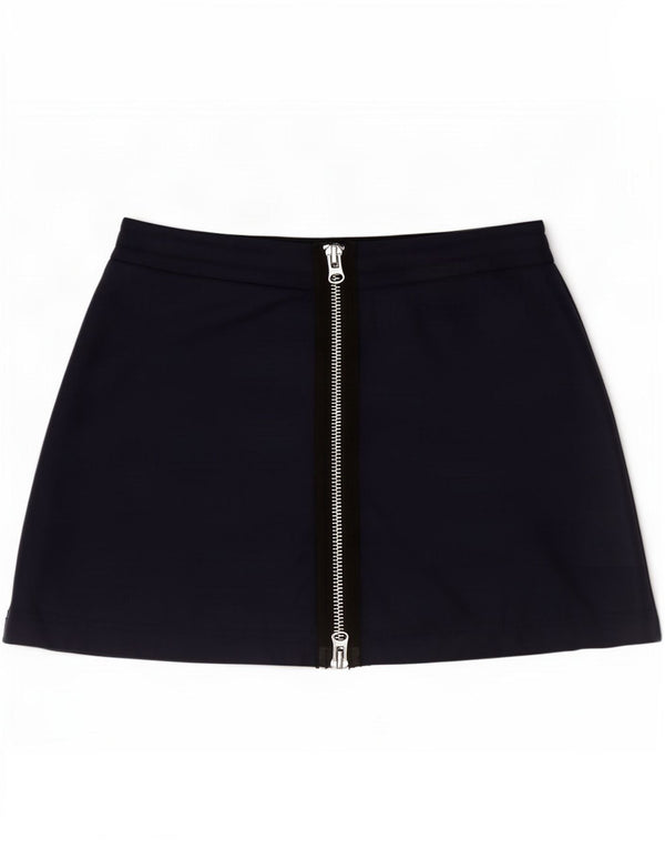 Zara Damen Minirock Medium W28 Marineblau Polyamid