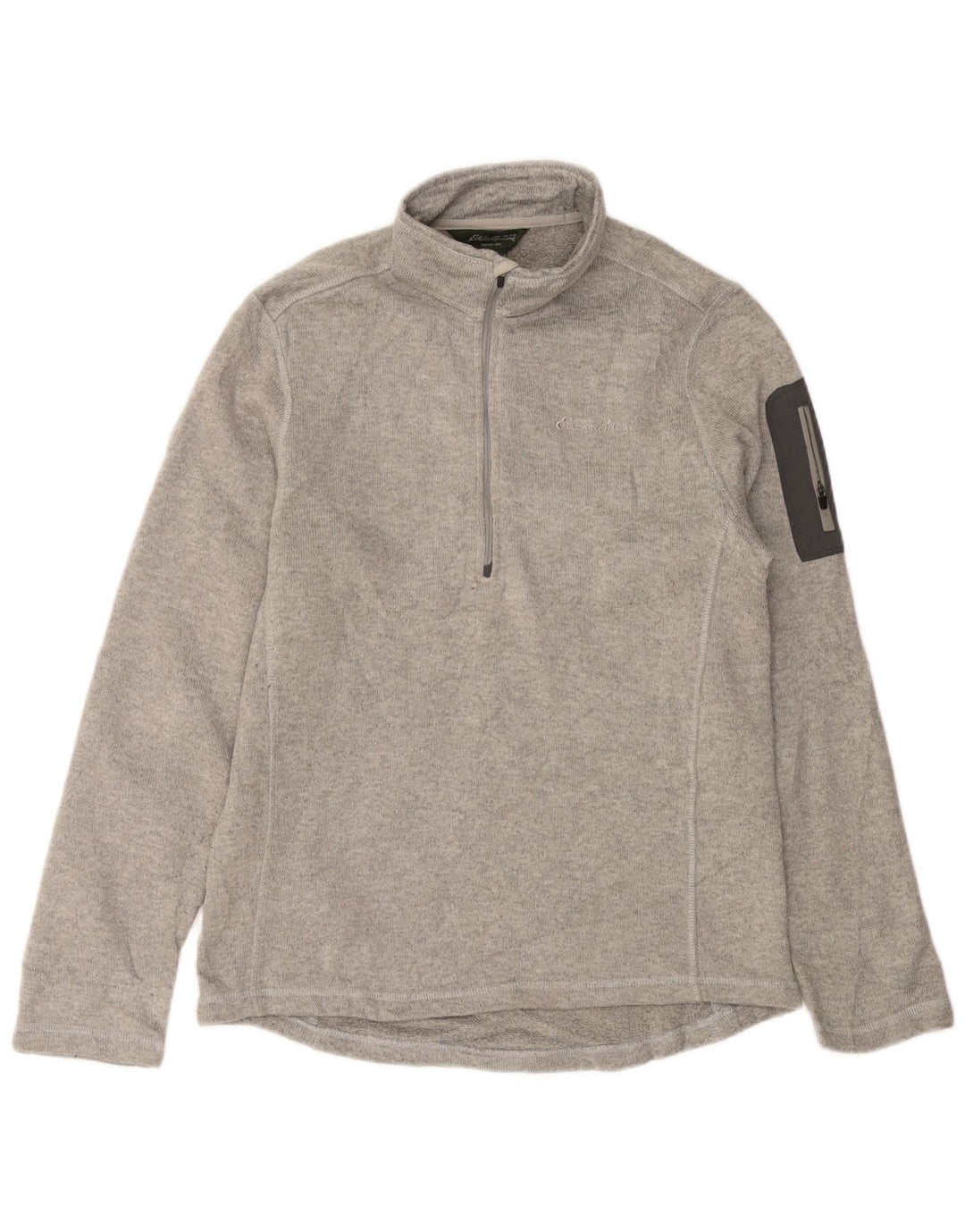 Eddie Bauer Herren-Sweatshirt mit Reißverschluss am Hals, Mittelgrau meliert