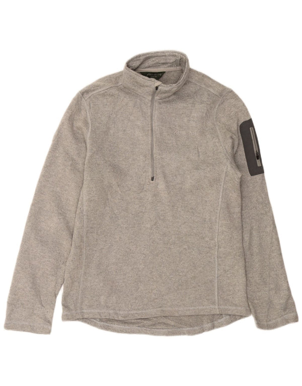 Eddie Bauer Herren-Sweatshirt mit Reißverschluss am Hals, Mittelgrau meliert