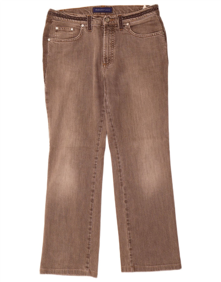 TRUSSARDI Damen Straight Jeans W28 L28 Braune Baumwolle